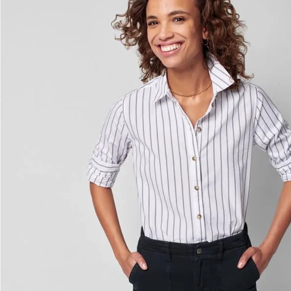 Faherty Malibu Cotton Poplin Striped Button Up Women Shirt